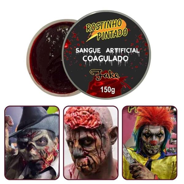 Sangue Artificial Falso Coagulado Gel Maquiagem Terror Fake - Rostinho Pintado Imagem de Sangue Artificial Falso Coagulado Gel Maquiagem Terror Fake