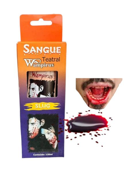Sangue Falso Comestível Slug 120ml Maquiagem Teatral Festas Imagem de Sangue Falso Comestível Slug 120ml Maquiagem Teatral Festas
