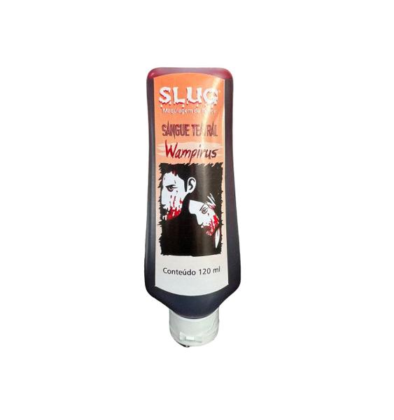 Sangue Falso Comestível Slug 120ml Maquiagem Teatral Festas Imagem de Sangue Falso Comestível Slug 120ml Maquiagem Teatral Festas