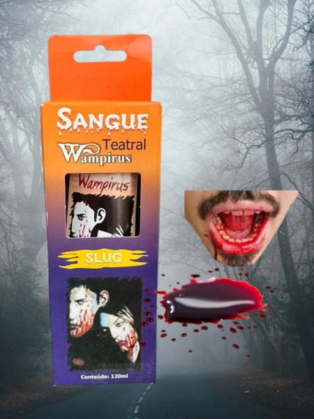 Sangue Falso Comestível Slug 120ml Maquiagem Teatral Festas Imagem de Sangue Falso Comestível Slug 120ml Maquiagem Teatral Festas
