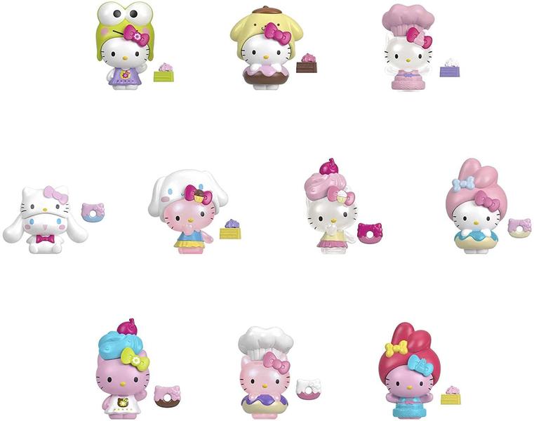 Imagem de Sanrio Hello Kitty Double Dippers Figuras Colecionáveis (2-in) com acessórios de chapéu e sobremesa, pacote cego surpresa, mergulho na água para mudança de cor Diversão, Grande Presente para Idades 4Y+