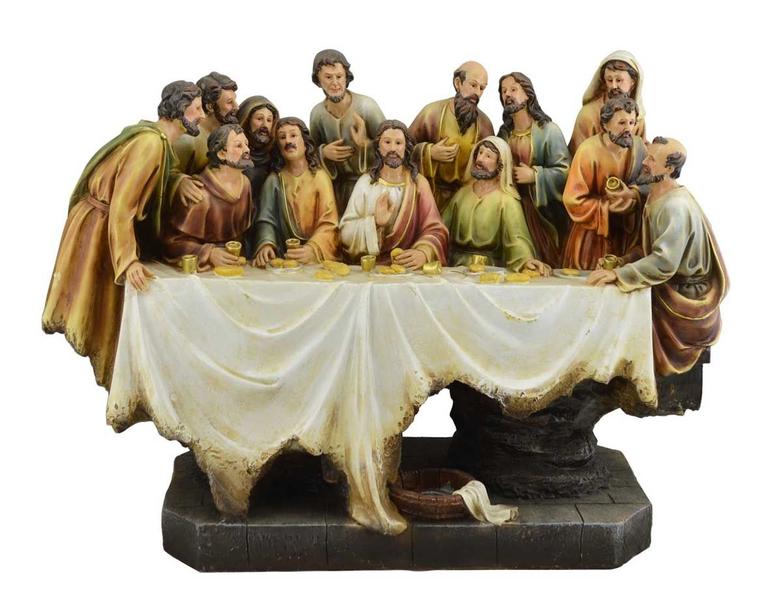 Imagem de Santa Ceia de Natal Mesa Grande Resina Colorida 48cm