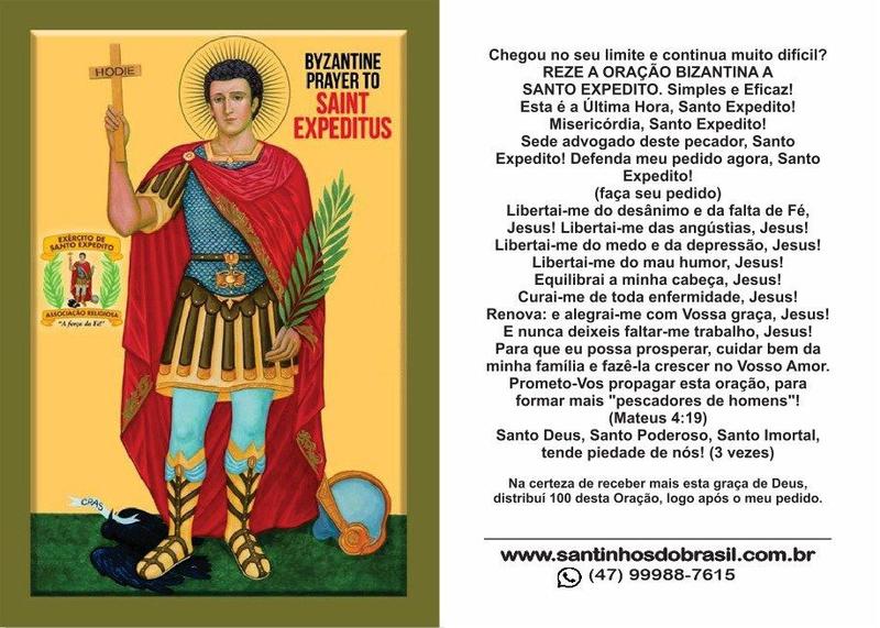 Santinhos Santo Expedito PE (Oração no Verso) - 7x10 cm - Santinhos do Brasil Imagem de Santinhos Santo Expedito PE (Oração no Verso) - 7x10 cm