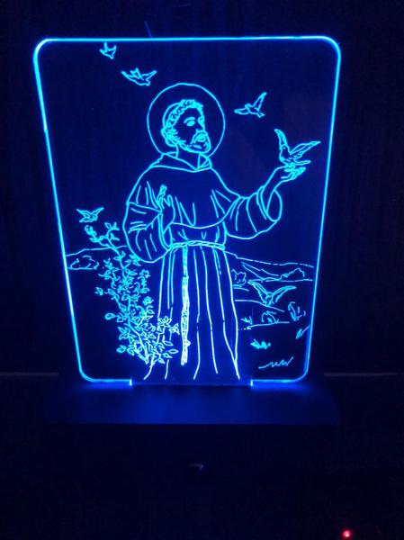 Imagem de São Francisco De Assis, Luminária Led 3d, 16 Cores+controle, Decoração