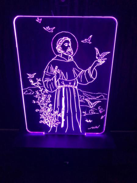 Imagem de São Francisco De Assis, Luminária Led 3d, 16 Cores+controle, Decoração