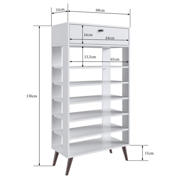 Imagem de Sapateira 1 Gaveta 5 Prateleiras Sp030 Branco - Completa Móveis