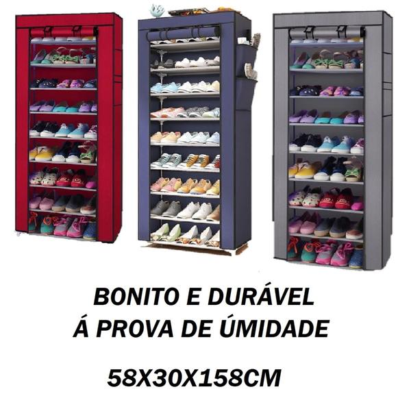 Imagem de Sapateira 10 Níveis Bolso Lateral C/ Capa Porta Persiana Prateleiras Organizadora 27 Pares Zíper