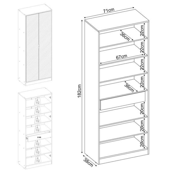 Imagem de Sapateira 2 Portas 1 Gaveta e Espelhos Multimóveis CR35179