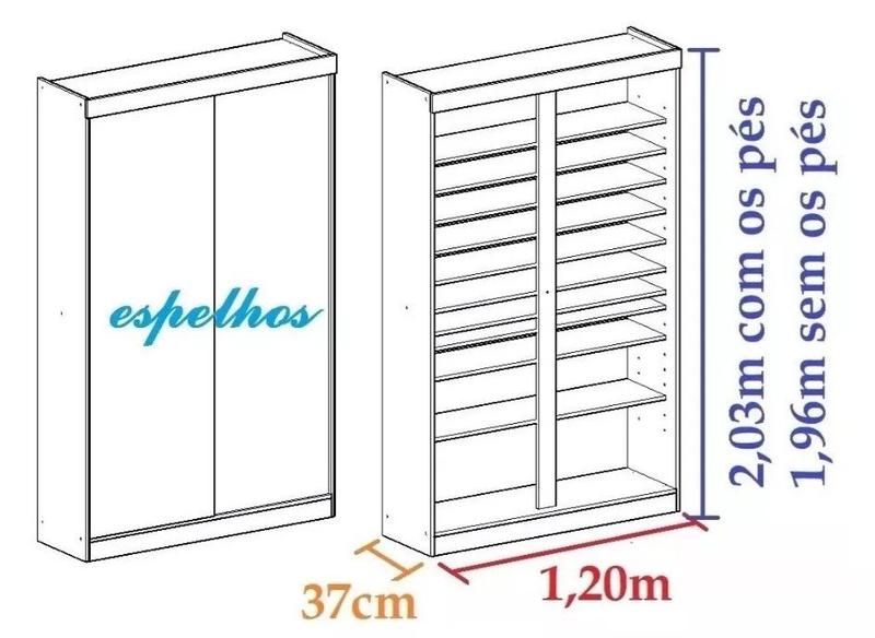 Imagem de Sapateira 2 Portas Com Espelhos Led E Portas De Correr Diama