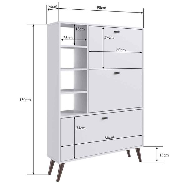 Imagem de Sapateira 3 Portas 5 Prateleiras Branco - Completa Móveis