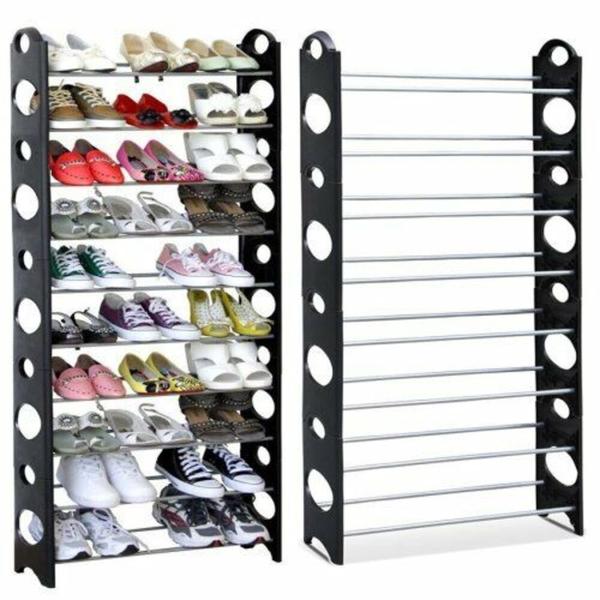 Imagem de Sapateira 30 pares 10 prateleiras estante armazenamento empilhável suporte para 60 tenis sapatos organizador modular