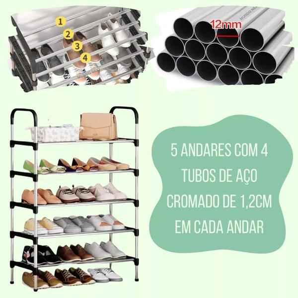 Imagem de Sapateira 5 Prateleiras Com Armação 54x25x95cm Aço Reforçado