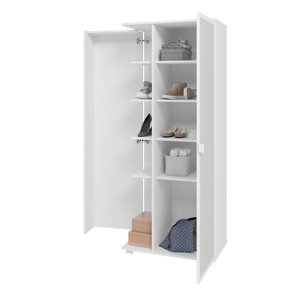 Imagem de Sapateira Armário Multiuso Organizador Quarto 2 Portas 1 Espelho 8 Prateleiras 15 Pares Branco