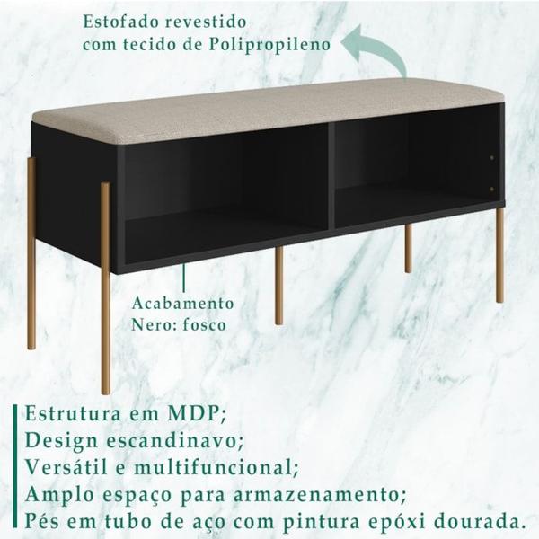 Imagem de Sapateira Banco 93 CM Pes Metal Oslo 28968 Nero Artesano