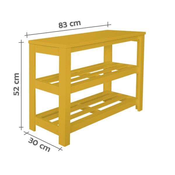 Imagem de Sapateira Banco com Braço de Piso para Closets e Quartos 8 Pares Sapatos - Amarelo Laca