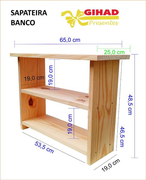 Imagem de Sapateira Banco De Madeira Maciça Porta Calçados 65cm  IMBUIA - GDN