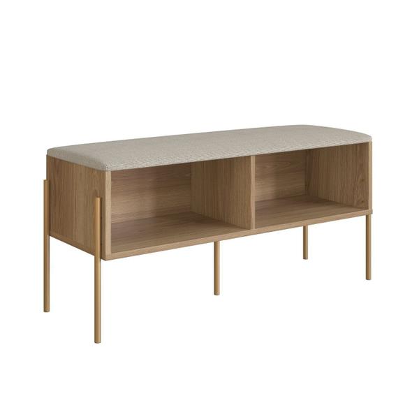 Imagem de Sapateira Banco Estofada 93cm Pé Metal Oslo Hanover/Dourado