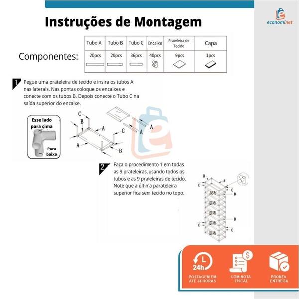 Imagem de Sapateira Com 9 Prateleiras Para Organizar Calçados E Objeto