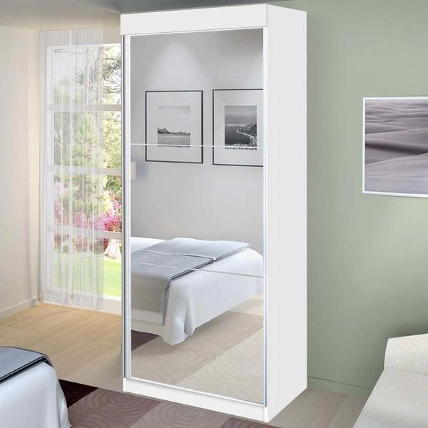 Imagem de Sapateira com Espelho 6 Prateleiras 1 Porta 26 pares Branco Georgia Plus J&A Móveis 218x68x45