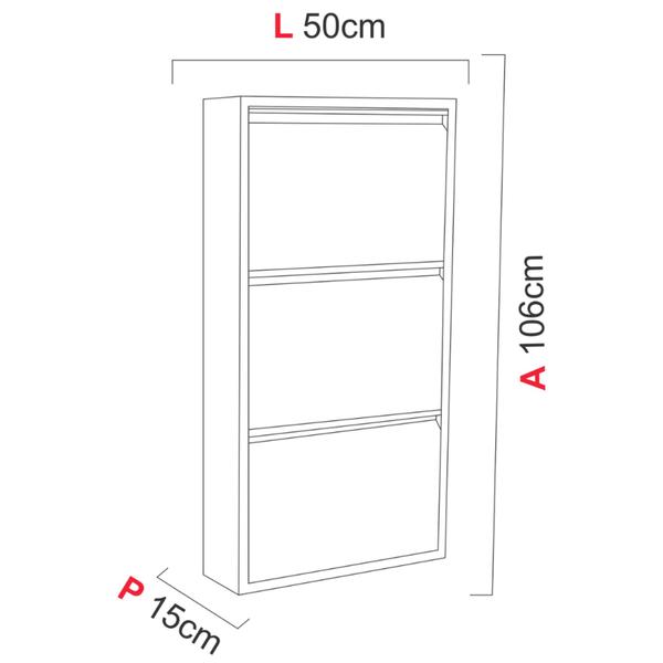 Imagem de Sapateira de Aço 50 cm com 3 Portas com Abertura Simultânea na Cor Branca