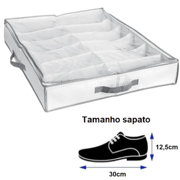 Imagem de Sapateira de chão ordene para 12 pares com tampa visor e 2 alças 75x60x12,5cm