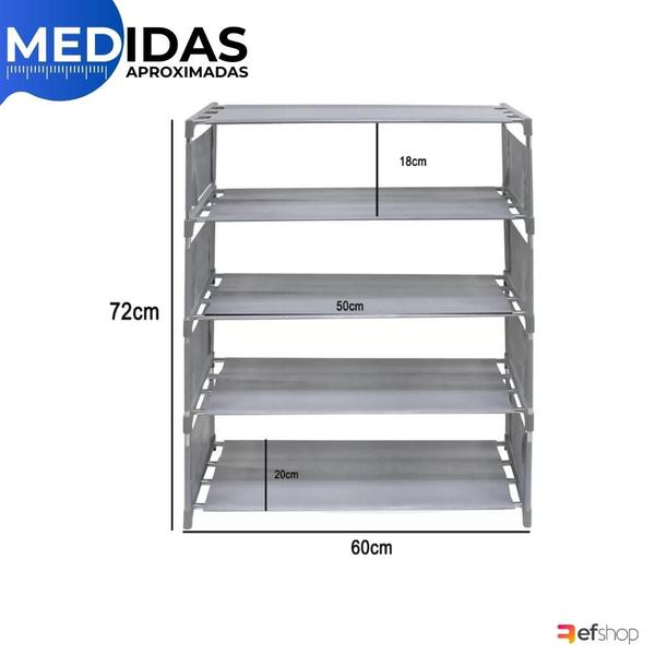 Imagem de Sapateira de Ferro Organiza 15 Pares de Sapato Quarto Lavanderia 60X27,5X72 cm