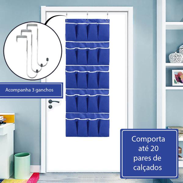 Sapateira de Porta Vertical 10 Pares Organizador Multiuso Prática Azul - Alfa Orion Imagem de Sapateira de Porta Vertical 10 Pares Organizador Multiuso Prática Azul