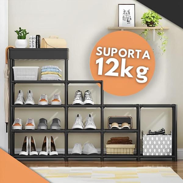 Imagem de Sapateira Desmontável 5 Andares Prateleira Organizadora Vertical Closet Sapato Tênis Multiuso