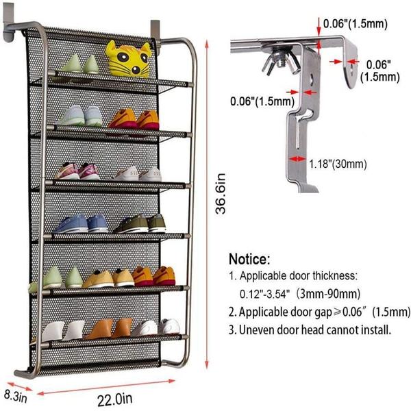 Imagem de Sapateira Inox Vertical Porta Parede 6 Prateleiras 18 Pares