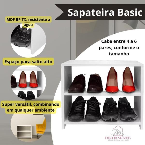 Imagem de Sapateira Mdf Basic Branca Multiuso Organizador Hall Sala