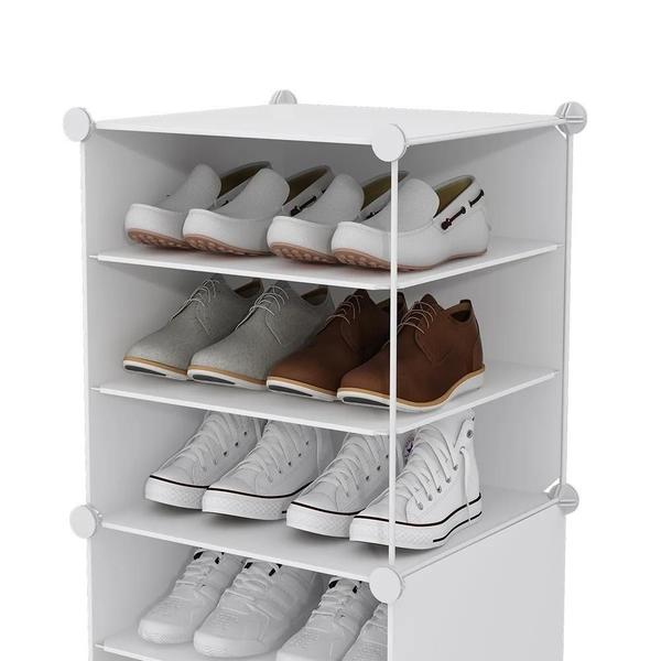 Imagem de Sapateira modular gigante 32 pares armario organizador estante de sapatos roupas brinquedos dupla branca