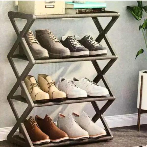 Imagem de Sapateira Multiuso 4 andares Ideal para pequenos espaços comportando 8 pares de sapatos chinelos e sandálias organizados