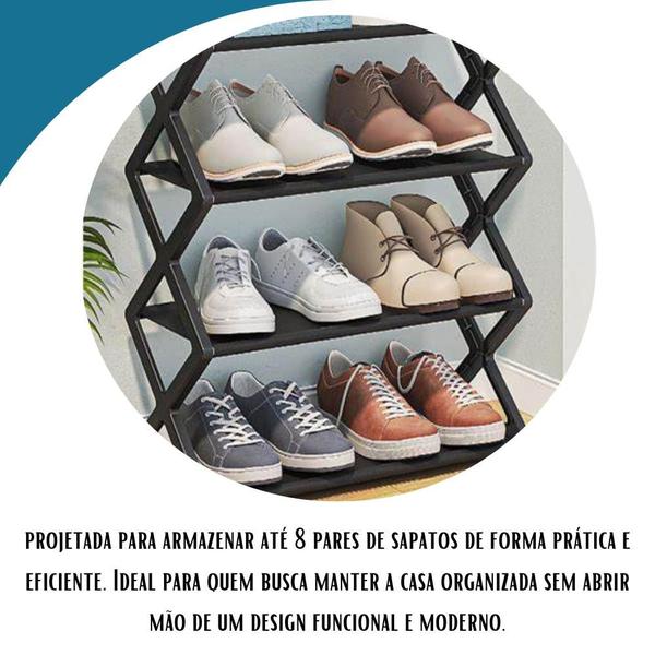 Imagem de Sapateira Multiuso 4 andares organizadora 8 pares calçados sapatos