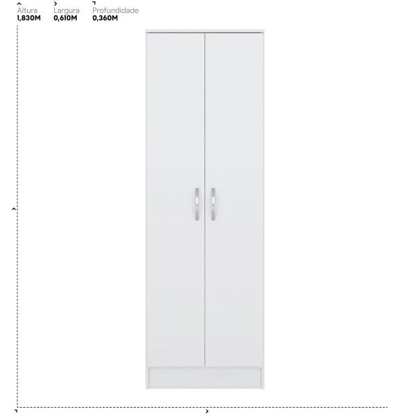 Imagem de Sapateira Multiuso Oxford 2 Portas 5 Prateleiras 61x183cm-Branco-EdeCasaMoveis