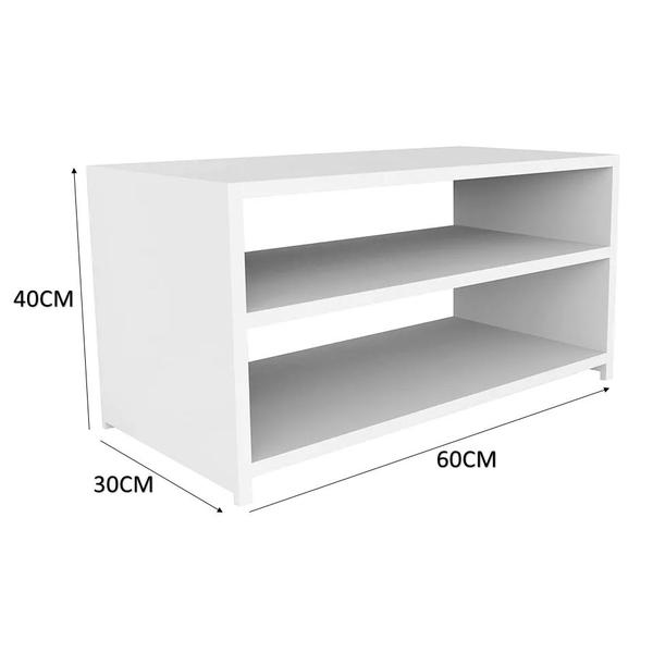 Imagem de Sapateira Organizador Multiuso Sapato Compacta 60X40X30cm MDF Branco Porta De Sala Quarto Banheiro