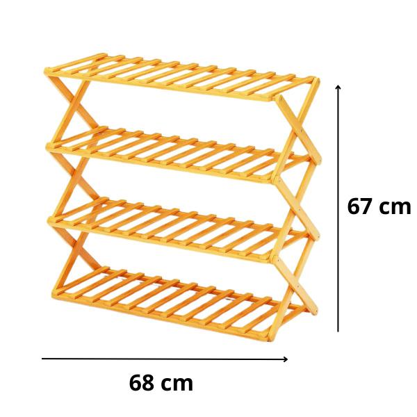 Imagem de Sapateira Organizadora 4 Andares Em Bambu Multiuso 68x25
