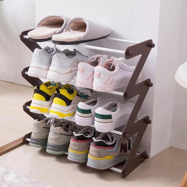 Imagem de Sapateira organizadora para 8 pares de sapatos chinelo tenis com 4 prateleiras design moderno retro