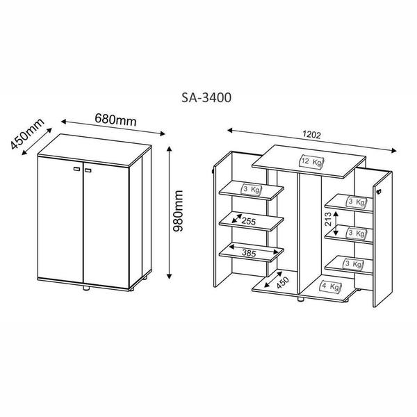 Imagem de Sapateira Retrátil Para 20 Pares Sa3400  Branco Tecno Móbili