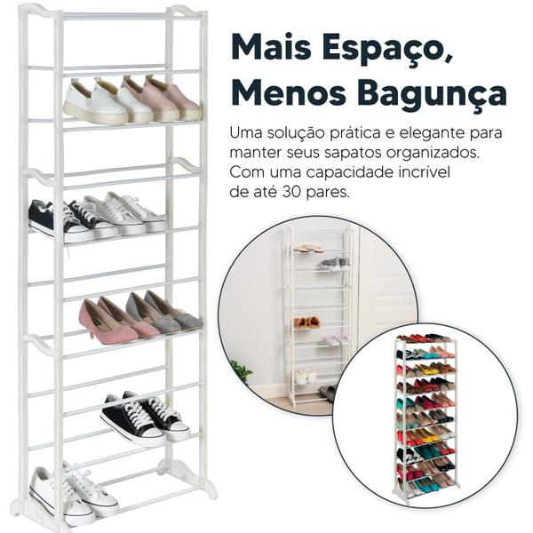 Imagem de Sapateira Vertical 30 Pares 10 Prateleira Organizador Sapatos