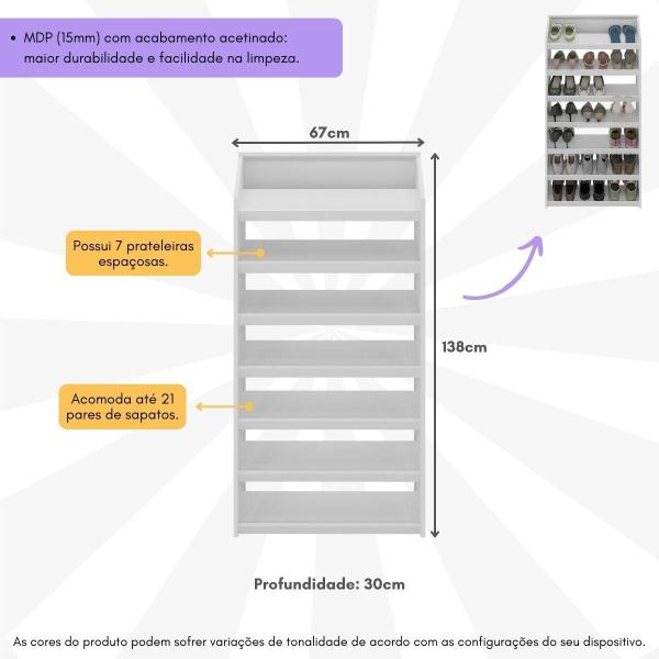 Imagem de Sapateira Vertical 67cm 7 Prateleiras Multimóveis CR35252