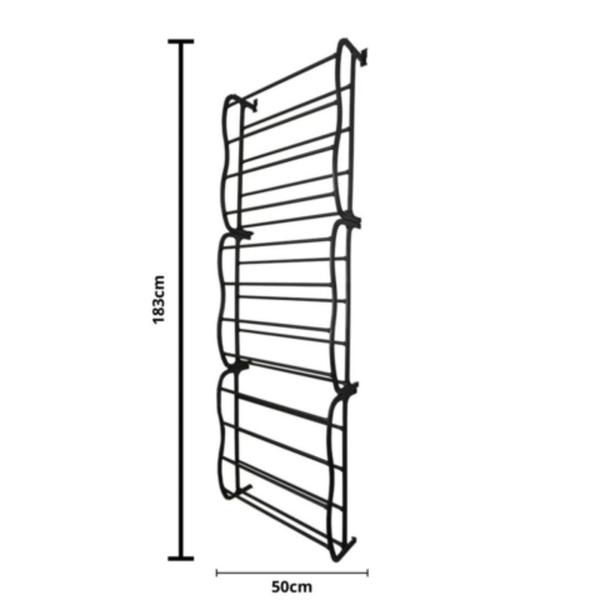 Imagem de Sapateira Vertical de Parede e Porta para 36 Pares - Altura: 183cm Largura: 50cm - Cor: Preta