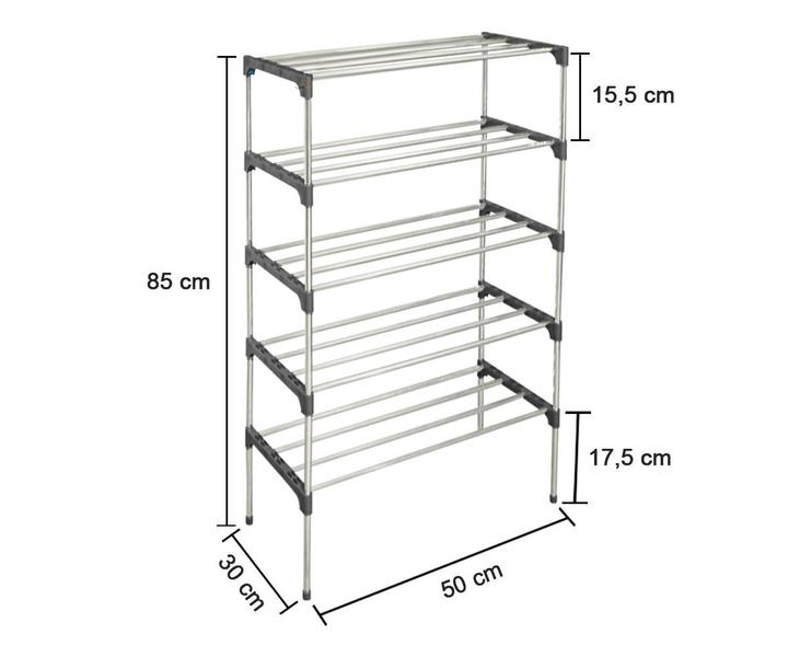 Imagem de Sapateira Vertical Inox Luxo 15 Pares 5 Prateleiras IKAZA