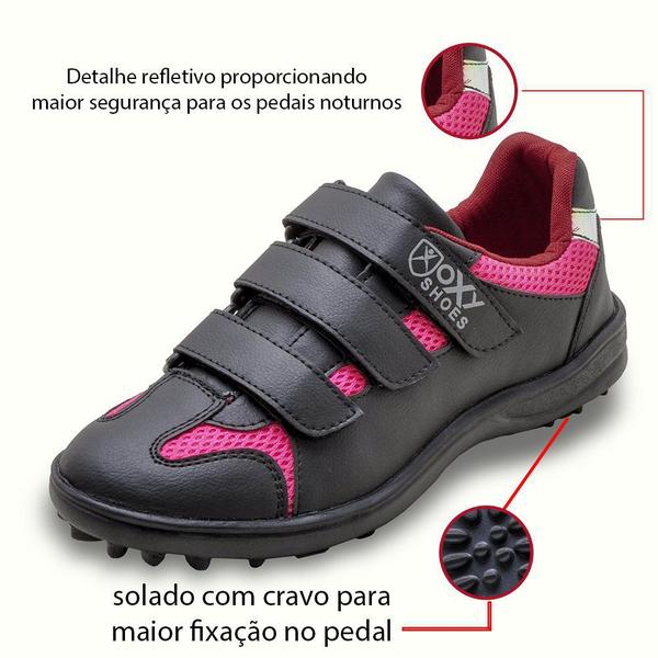 Imagem de Sapatilha Ciclismo Mtb Speed Pedal Sem Clip Bike 069 Preto e Rosa 1892