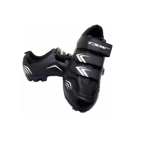 Imagem de Sapatilha Ciclismo Mtb Tsw New Fit Tam 43 Preto/Branco