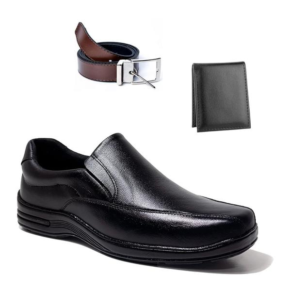 Sapato Masculino Social Ortopédico Couro Legítimo Clássico Kit Cinto + Carteira - San Lore... Sapato Masculino Social Ortopédico Couro Legítimo Clássico Kit Cinto + Carteira - San Lore...