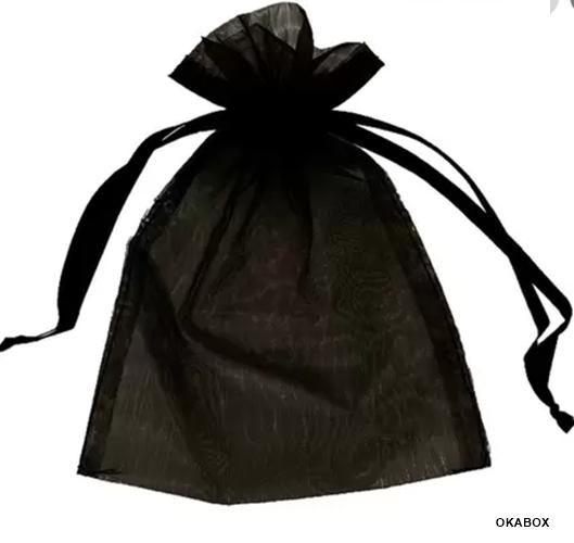 Imagem de Saquinho de organza Fita Cetim 17x28 cor Preto  50 Unidades