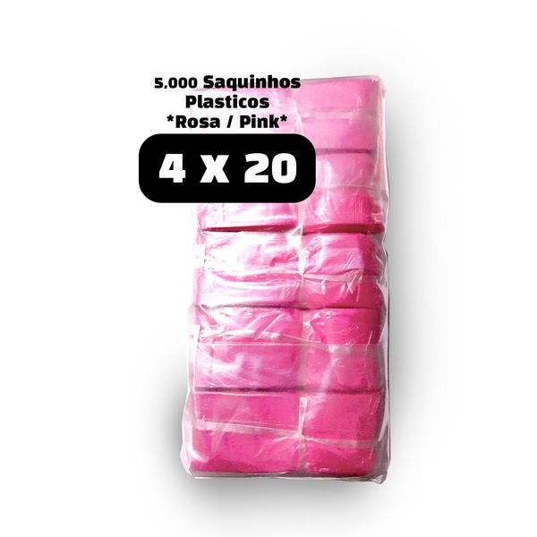 Imagem de Saquinho Plástico Rosa - Tamanho 4x20 - Bem Fininho - 5.000 saquinhos