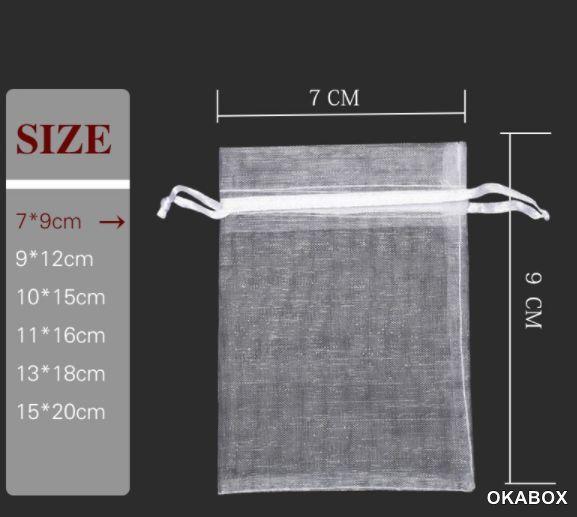 Saquinhos de organza Tule Fita cetim 7X9 CM (1000 Unidades) - OKABOX Imagem de Saquinhos de organza Tule Fita cetim 7X9 CM (1000 Unidades)