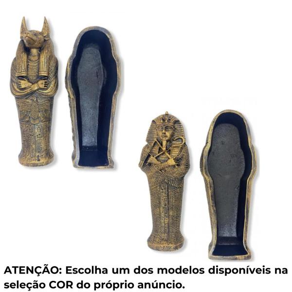 Imagem de Sarcófago Deus Egípcio Anúbis ou Tutankamon Resina-Escolha