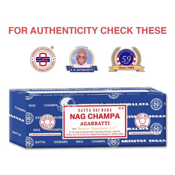 Imagem de Satya Sai Baba Nag Champa Agarbatti Incensy Sticks Box 250gms Mão Laminado Agarbatti Fine Qualidade Incenso Varas para Purificação, Relaxamento, Positividade, Yoga, Meditação